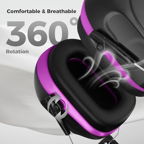 Image of ProCase Noise Reduction Ear Muffs, Sound Proof Ear Protection, NRR 28dB Noise Cancelling Headphones for Adults Kids Autism, Hearing Protection for Shooting Gun Range Mowing -Purple