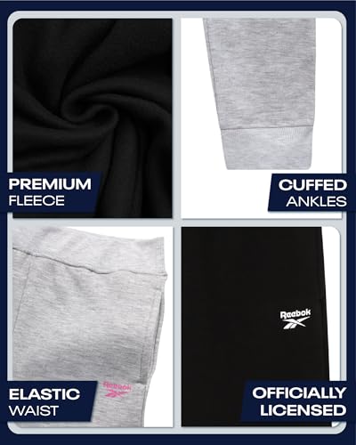 Reebok Girls Sweatpants - 2 Pack Performance Fleece Active Joggers Sweatpants for Girls - Soft Stretch Kids Athletic Pants3