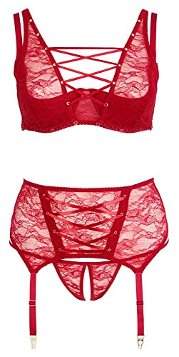 Ensemble Lingerie Rouge Cottelli Collection 85FL : Confort et Maintien en Dentelle Large