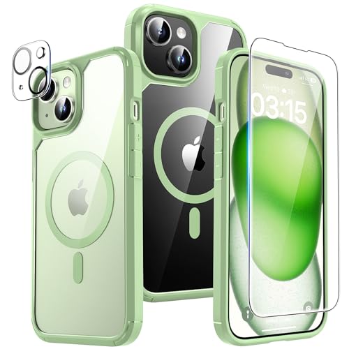 Coque Magnétique iPhone 15 TAURI Vert : l'élégance d'une coque mince haute protection