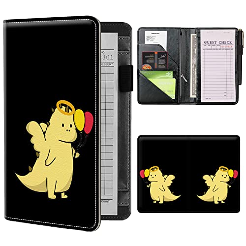 Server Books for Waitress Waiter with Zipper Pocket, Dinosaur Leather Server Pads Waitstaff Organizer Guest Check Presenters Server Wallet Money Holder Pouch Fit Apron