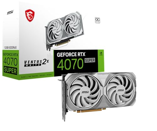 MSI Gaming RTX 4070 Super 12G Ventus 2X White OC Grafikkarte (NVIDIA RTX 4070 Super, 192-Bit, Boost Clock:2520MHz, 12GB GDRR6X 21Gbps, HDMI/DP, Ada Lovelace Architecture)