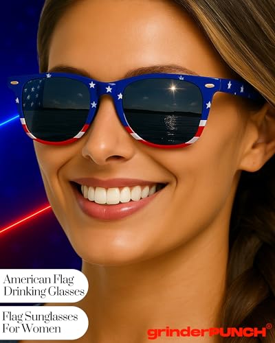 grinderPUNCH® American Flag Sunglasses Classic USA Large Adult Size UV4004