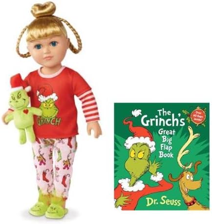 My Life As Grinch Sleepover - Muñeca de Navidad coleccionable de 18 pulgadas con bonificación (rubiaazul)
