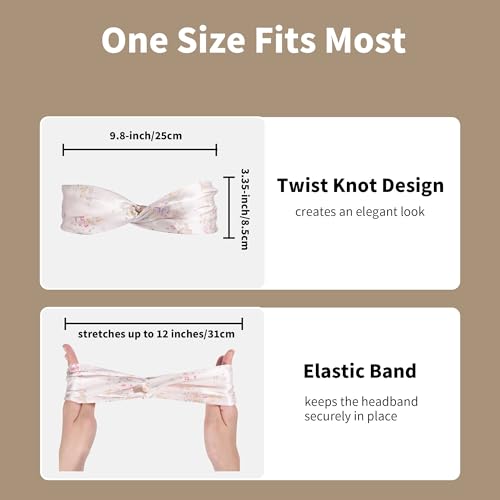 Image of ZLYC Mulberry Silk Headband for Women's Hair, Floral Light Pink