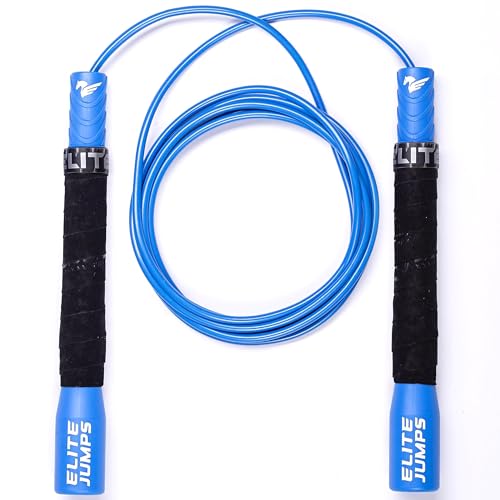 Elite Jumps Freestyle 4mm PVC Rope, 10ft, Adjustable, Foam Grip Tape, Blue
