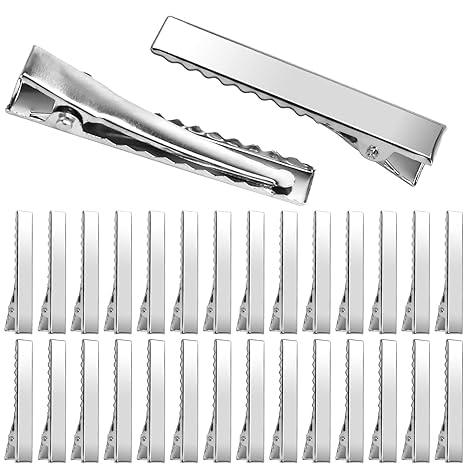 FAMEZA 12 PCS Alligator Hair Clips, Alligator Clips for Hair Bows, Single Prong Gator Silver Metal Hair Clips, Flat Hair Bow Clips Making Bulk DIY Supplies for Crafts Accessory (1.8 Inch & 2.2 Inch)