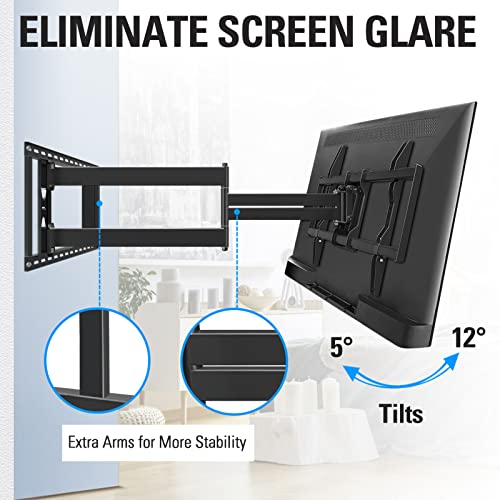 Mounting Dream Long Arm Tv Wall Mount For Most 42-90 Inch Tv, 40 Inch Long Extension Tv Mount Swivel And Tilt, Full Motion Tv Mount Fits Max Vesa 800X400Mm, 150 Lbs. Loading, 16”,18”, 24” Studs #TOP3