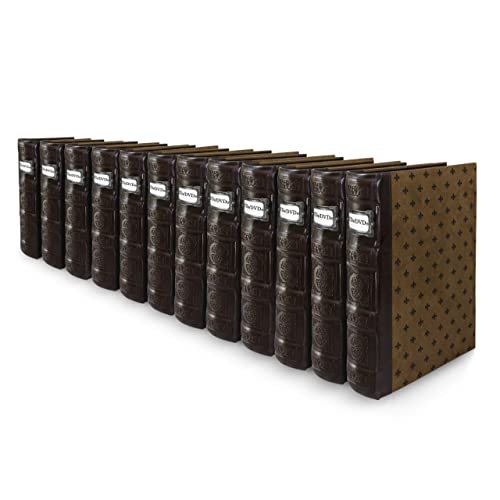 Bellagio-Italia Tuscany CD/DVD Storage Binder Set - Leather - 576-Disc Capacity - Storage Organizer for DVDs, CDs, Blu Rays, & Video Games - Acid-Free Binder Organizer Sheets - 12 Pack - Chestnut