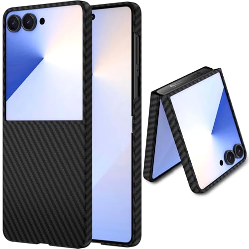 X-level Coque Compatibile avec Samsung Galaxy Z Flip 7, 0.35mm Slim Case Ultra Mince Housse de Protection Anti-Rayures Fibre Carbone Texture Hard Cover Etui...
