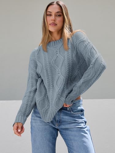 Image of Trendy Queen Women's Oversized Cable Knit Crewneck Sweaters