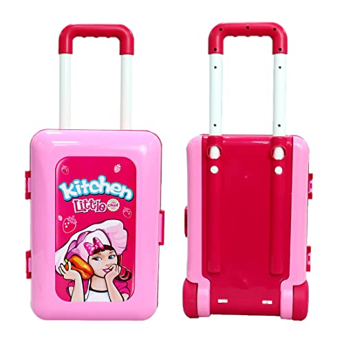 Image of Wembley Kitchen Set for Kids Girl Big Size Cooking Set Toys Trolley - BIS Approved - Made in India