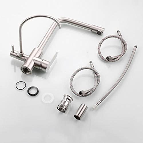 Grifo de cocina de 3 vías giratorio ZH1YFD en acero inoxidable cepillado para agua fría y caliente 2