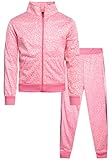 Angel Face Girls' Tracksuit Set - 2 Piece Tie Dye Tricot Zip Sweatshirt and Joggers (7-12), Size 10, PinkLeopard Print