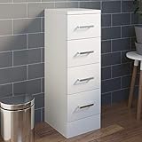 Affine® 250mm Bathroom Drawer Unit Bathroom Storage Cabinet Cupboard Freestanding, 4 Drawers, Soft Close Drawers, White Gloss