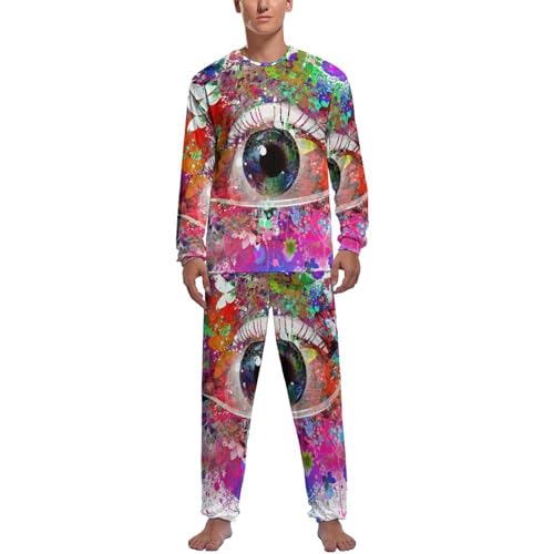 Ensemble de pyjama homme œil de couleur avec haut à manches longues et pantalon de nuit confortable