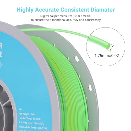 Image of Matte Rainbow PLA 3D Printer Filament, 1KG Spool(2.2lbs) 1.75mm PLA Fast Color Change 3D Printing Material, Multicolor PLA,Gradient Filament for Most FDM 3D Printers,Matte Yellow Green