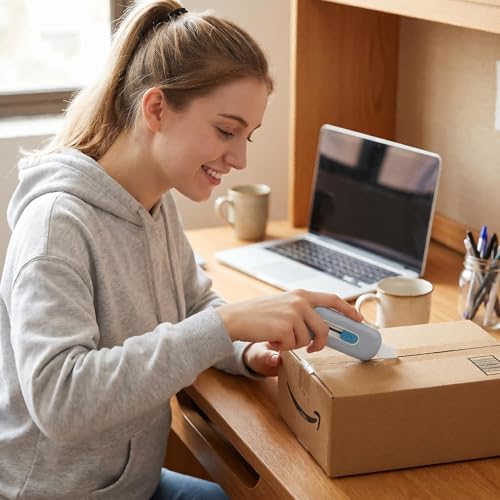Image of Ceramic Box Cutter, Mini Safety Box Opener with Retractable Blade, Cute Small Package Opener Tool for Home, Office & Warehouse Use