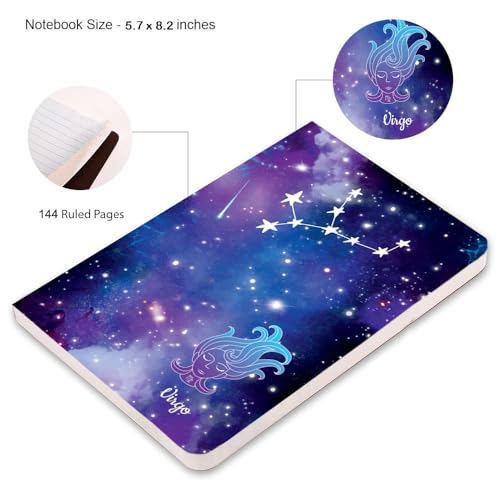 Image of AccuPrints A5 Premium Soft Bound Notebook Size 5.8 * 8.25 inches Diary for Girls and Women (144 Ruled Pages with planner, 80 GSM) (Virgo zodiac signs)