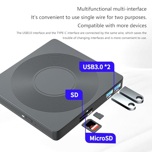 Lecteurs de disque externes pratiques 6 en 1 pour PC portable et gravure CD DVD - 6