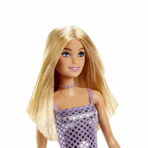 Barbie con vestido púrpura a lunares miniatura 3