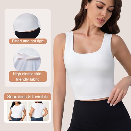 Women's Sports Bra Workout Tank Top High Support Fitness Bra Moisture-Wicking Exercise Top for Yoga, Pilates, Gym Workouts (US, Alpha, Large, Regular, Regular, White) - image 5