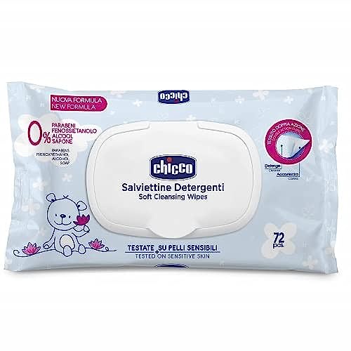 Chicco Toallitas suaves para bebés, toallitas multifuncionales, 1 paquete de 72 toallitas desinfectantes, sin alcohol ni perfume, para pieles sensibles (el paquete puede variar)