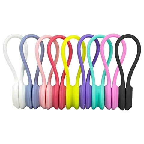 Magnetic Cable Organisers, 9 Pcs Silicone Reusable Wire Organiser Clips Multicolor Magnetic Cable Cord Tidy Clip Twist Ties for Headphone Cable USB Wire Management, 9 Colors Cover