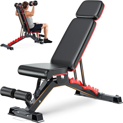 1200LBS Adjustable Weight Bench Press, Heavy-duty Workout Bench for Home Gym, Extra Headrest, Incline Decline strength Training Bench Press for Full Body Workout Extrem Stable