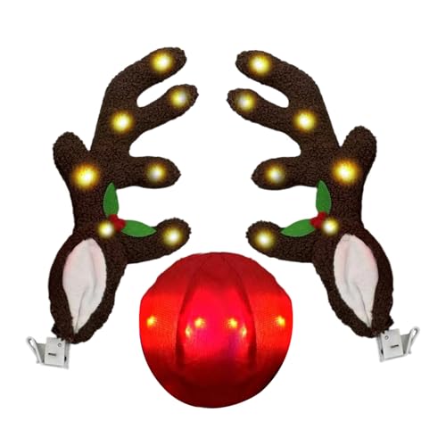 Cuernos de reno para coche con iluminación LED ideal para viajes familiares en navidad