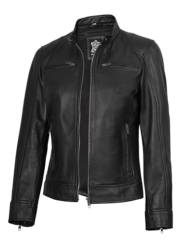 Blingsoul Real Leather Jacket Women - Cafe Racer Style Womens Leather Jackets