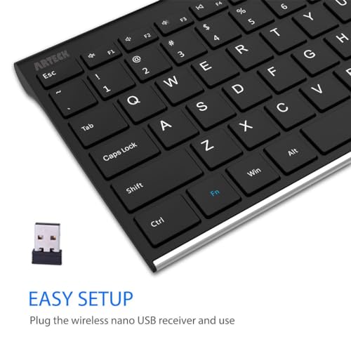 Arteck HW192 2.4G Wireless Keyboard Stainless Steel Ultra Slim Full Size Keyboard thumb #2