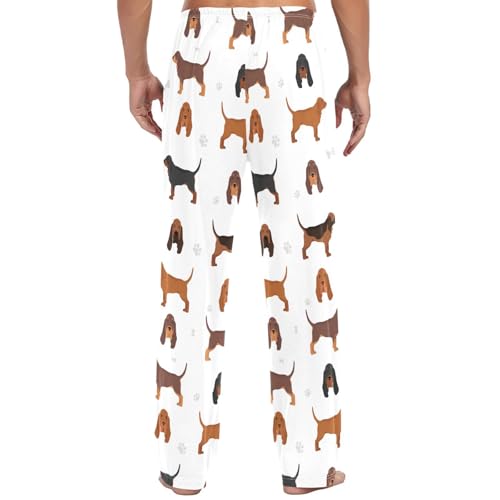 Pigsaly Men's Pajama Bottoms Funny Bloodhound Dog Mens Pajama Pants Black Footprint Cotton Pj Bottoms Lounge Pants XL3