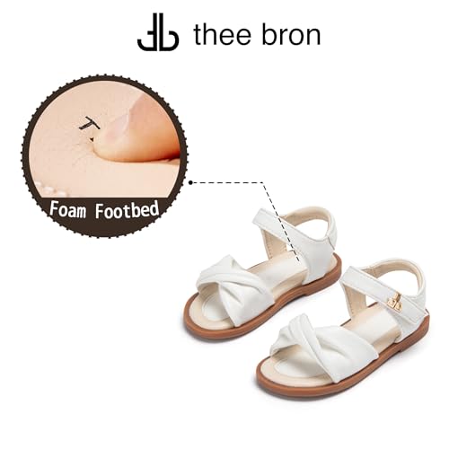 Image of THEE BRON Toddler Girls Sandals Wedding Flower Girl Dress Shoes Open Toe Flats