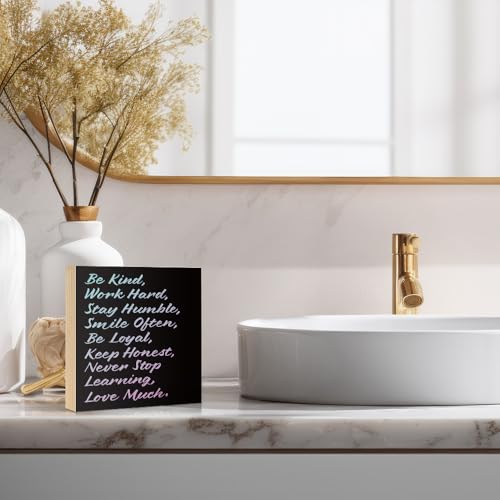 Be-Kind-Be-Yourself-Work-Hard-Stay-Humble-Smile-Often-6×6-Inch-Encouragement-Wood-Box-Signs-Funny-Home-Office-Shelf-Wooden-Plaque-Desk-Decor-Appreciation-Gifts-for-Coworkers-Friend-Family Be Kind Be Yourself Work Hard Stay Humble Smile Often 6×6 Inch Encouragement Wood Box Signs Funny Home Office Shelf Wooden Plaque Desk Decor Appreciation Gifts for Coworkers Friend Family