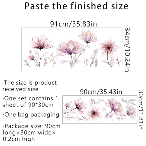 ウォールステッカー 植物 紫 ラベンダー 花のボール おしゃれ ウォールシール 青い タンポポ 蝶 花 ウォールステッカー はがせる 花柄 ウォールすてっかー 装飾 壁にはる 飾り リビングルーム 寝室 bedroom wall sticker decoration 壁紙 (カラー-桃色) [2]