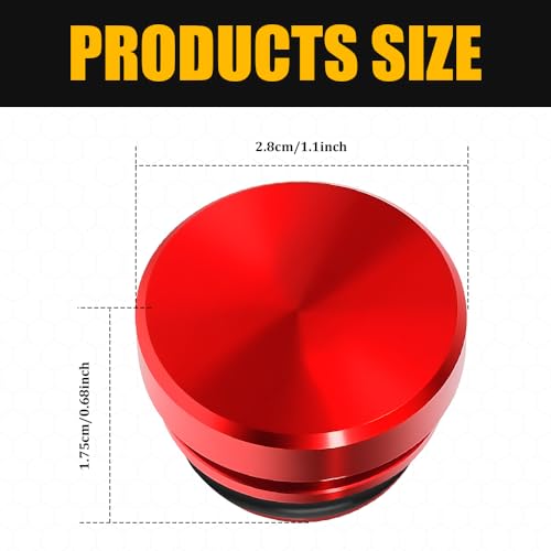Image of Cigarette Lighter Plug Cover, Eject Button Car Cigarette Lighter, Standard 12 Volt Power Source Aluminum Dustproof Plug Universal Fits Most Vehicles (Red-K3)