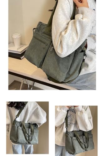 Corduroy Tote Bag Women Men Crossbody Purse Travel Shoulder Handbag 2025 Everyday Multi-pocket Purse Work3