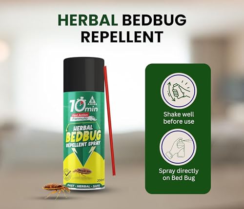 Image of Amish Herbal Bedbug Spray 200ml | Powerful Bed Bugs Repel Spray for Bed, Mattress & Furniture | Organic Khatmal Repellent for Home | Odorless Herbal Pest Control