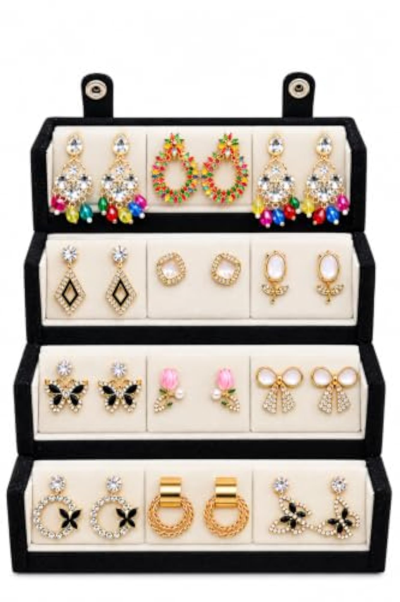 12 Pairs Pearl & Crystal Stud Earrings Set for Women