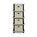FURINNO LAci 4-Bins System Rack, Oak/Black/Light Brown
