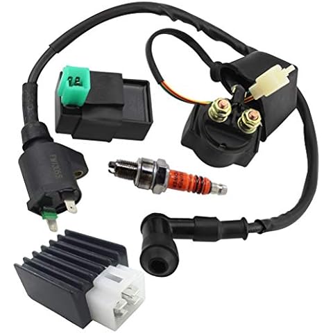 Ignition Coil Solenoid Relay Voltage Regulator 5-PIN CDI Box Spark Plug for 50cc 70cc 90cc 110cc 125cc ATV Go Kart Dirt Bike Pit Bike by TOPEMAI Cover