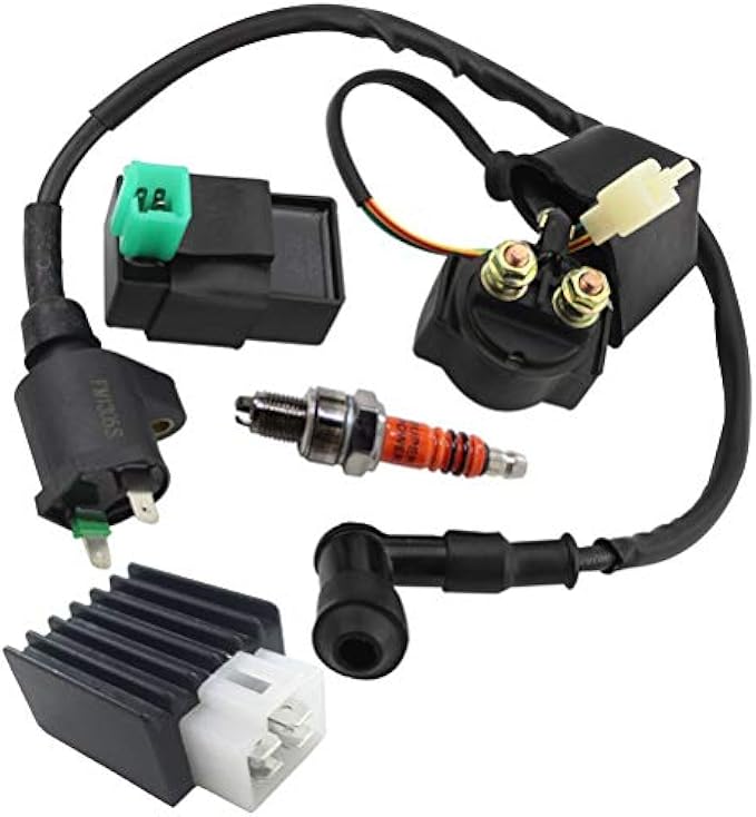Ignition Coil Solenoid Relay Voltage Regulator 5-PIN CDI Box Spark Plug for 50cc 70cc 90cc 110cc 125cc ATV Go Kart Dirt Bike Pit Bike by TOPEMAI