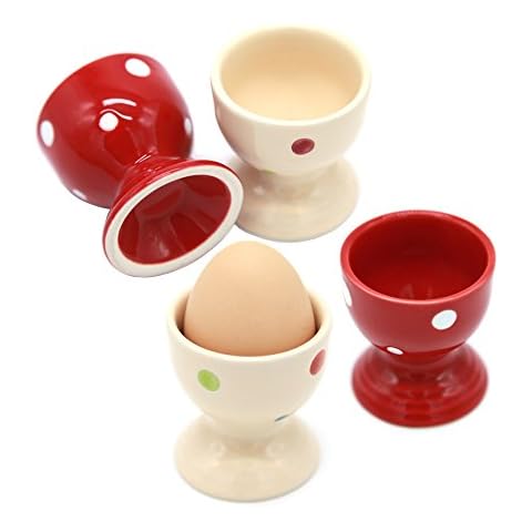 Passionier Egg Cups, Set of Four Ceramic Polka Dot Egg Cups Porcelain Egg Holders - Gifts for Kitchen Cover