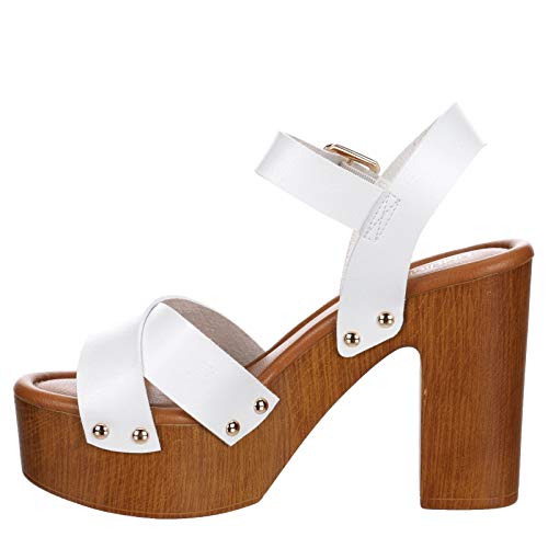 Image of Limelight April Apple - Women's Faux Wooden High Heeled Platform Dress Sandals