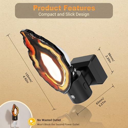 Image of JandCase Night Lights Plug into Wall, 2 Pack Agate Night Light