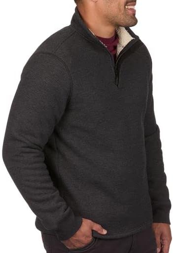 Coleman Quarter Zip Sherpa Henley Long Sleeve Shirt For Men Black Heather Medium - Image 3