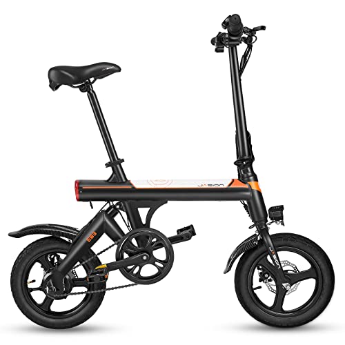 electric folding bike - Jasion EB3 Electric Bike for Adults Teens 19MPH Folding Electric Bike with 350W Motor, 36V Lithium Battery, 3 Levels Pedal Assist, 14