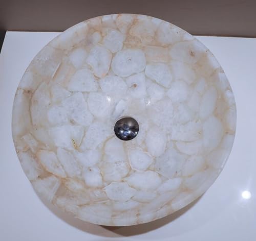 Fregadero de cuarzo blanco I Lavabo de cuarzo blanco I Lavabo de cuarzo blanco I Lavabo de mesa de cuarzo blanco I Cuarzo blanco Lavabo de lavado a mano de cuarzo 61 x 61 cm