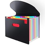 Expanding File Folders Organizer, 12-Pocket Colored File Folders, Letter Size Office Folders, A4 Pap